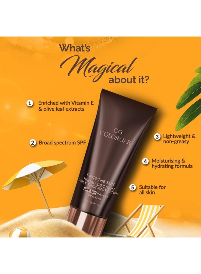 Colorbar Face the Sun Broad Spectrum Daily Face Protector, 50 ml | Enriched with Olive Leaf Extract and Vitamin E | 100% Vegan, Paraben Free and cruelty free - Image 3